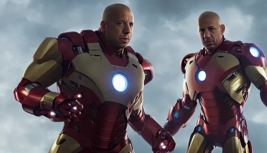 Prompt: Vin Diesel is Iron Man, hyperdetailed, artstation, cgsociety, 8k