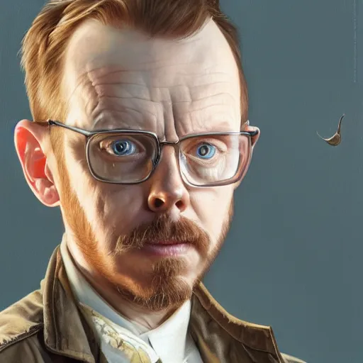 Prompt: portrait painting of simon pegg with a winchester, ultra realistic, concept art, intricate details, eerie, highly detailed, photorealistic, octane render, 8 k, unreal engine. art by artgerm and greg rutkowski and alphonse mucha