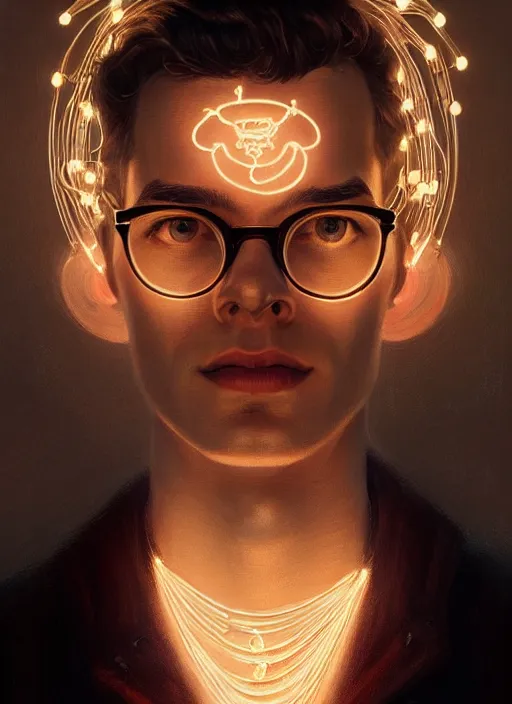 Image similar to portrait of dilton doiley, 1 9 5 0 s, intricate, elegant, glowing lights, highly detailed, digital painting, artstation, concept art, smooth, sharp focus, illustration, art by wlop, mars ravelo and greg rutkowski