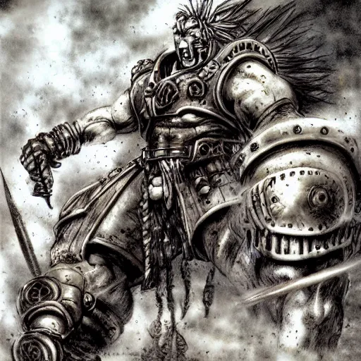 Prompt: potemkin from guilty gear, by luis royo, retro fantasy, details, digital art