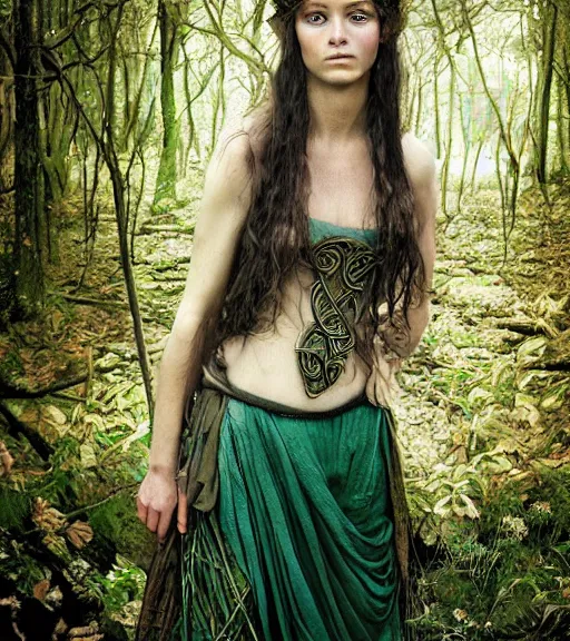 Prompt: portrait_photo_of_a_stunningly beautiful celtic maiden, hyper detailed by Annie Leibovitz, Steve McCurry, David Lazar, Jimmy Nelsson, professional photography