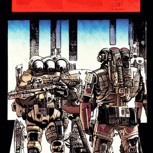 Image similar to sci - fi, dystopian bounty hunter, art by otomo