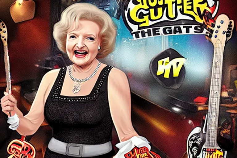 Image similar to betty white on the cover of guitar hero