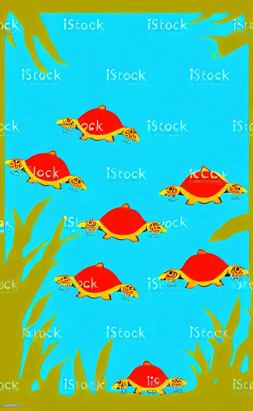 Image similar to sea turtles swimming in the ocean, vector art,