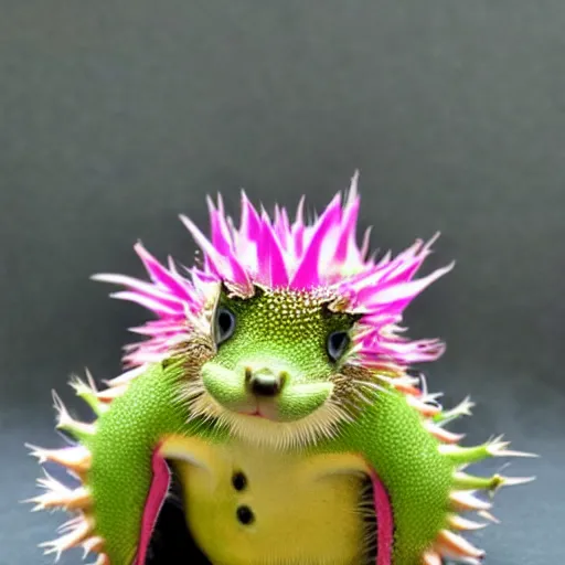 Prompt: photo of a cute dragonfruit hedgehog