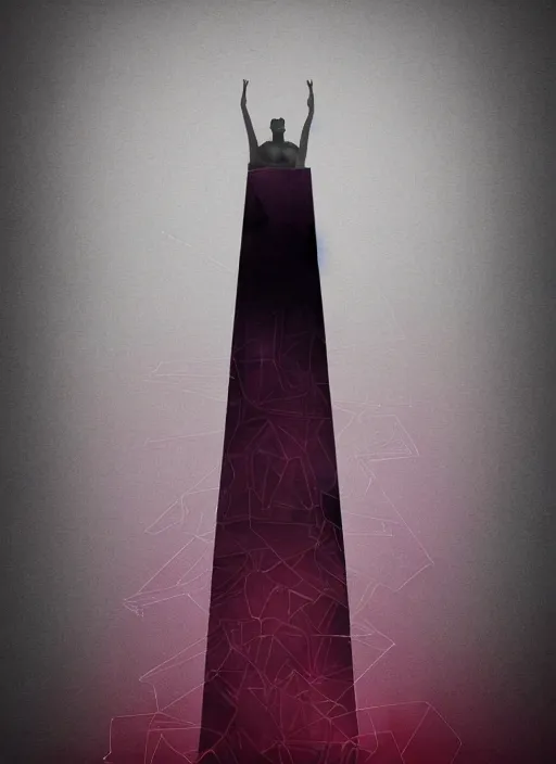 Prompt: elegant dark design poster showing a large greco roman statue, black background with very subtle red and purple design elements, bold, powerful, nekro, vito acconci, thin straight purple lines, dark, glitch art, neo vaporwave, gritty, layout frame, square, trending on artstation