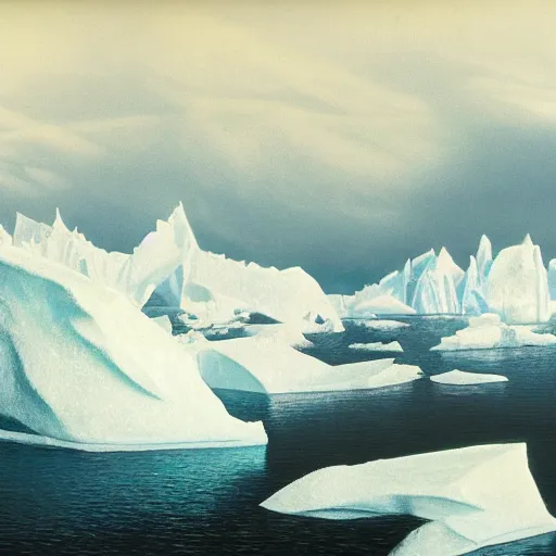 Prompt: a dreamlike antarctic landscape, matte painting