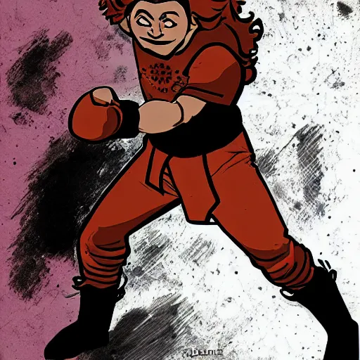 Prompt: baroque mma fighter, color, lastman comic, bastien vives style, character concept