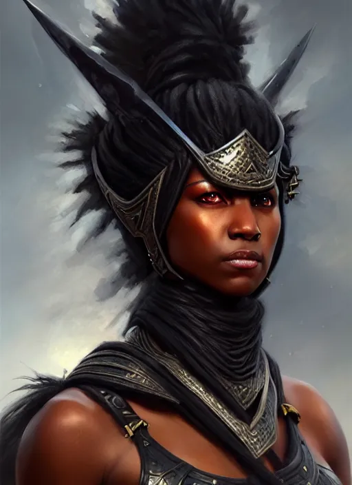 Prompt: a _ fantasy _ style _ portrait _ painting _ of black female warrior oil _ painting _ unreal _ 5 _ daz. _ rpg _ portrait _ extremely _ detailed _ artgerm _ greg _ rutkowski _ greg