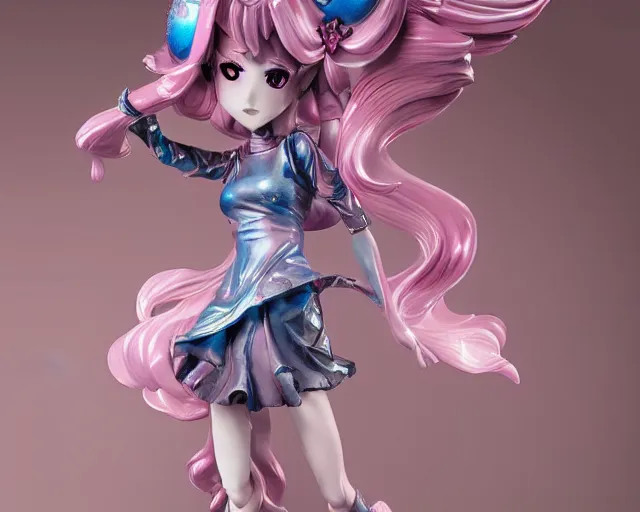 Image similar to James Jean isolated magical girl vinyl figure, figure photography, holographic undertones, glitter accents on figure, anime stylized, high detail, ethereal lighting - H 640