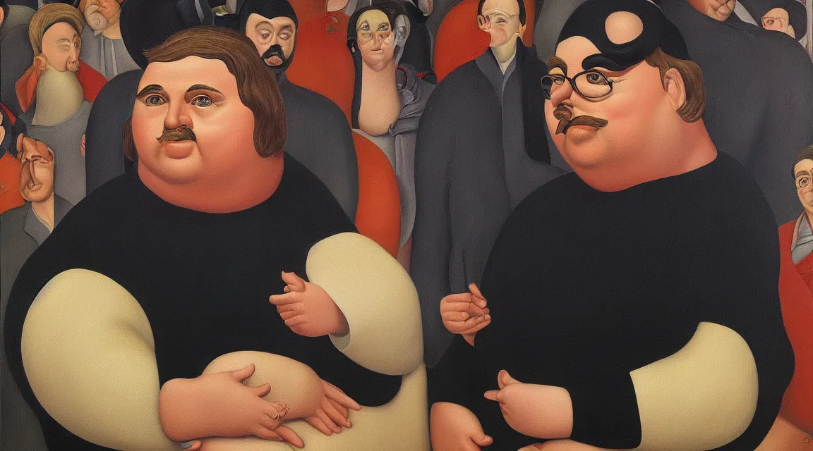 Image similar to portrait of Linus Torvalds painted by fernando botero