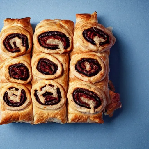 Image similar to ceaseless watcher, turn your gaze upon this wretched greggs sausage roll, horror, disturbing, cosmic, photograph