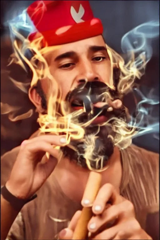 Image similar to a screenshot from a popular tiktok video of god smoking a cuban cigar