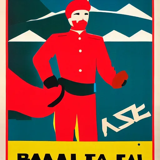 Image similar to soviet style propaganda poster convincing you to move to banff national park,