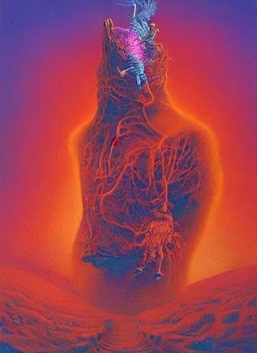 Image similar to alex jones by lisa frank and zdzislaw beksinski