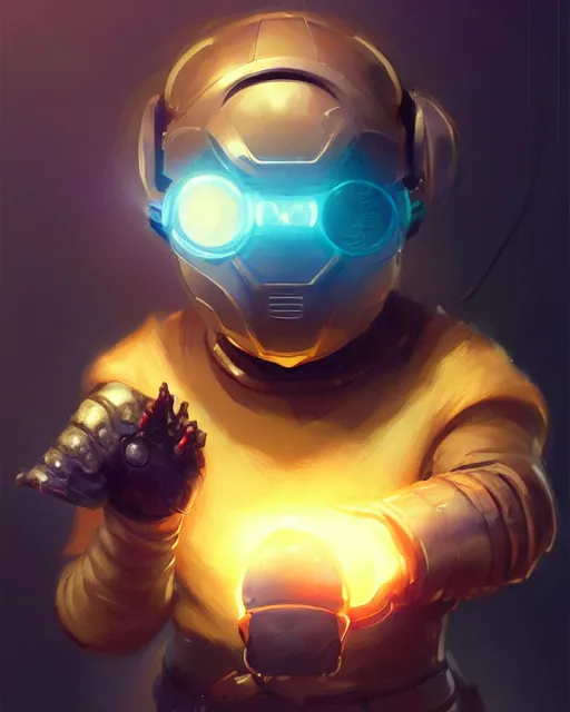 Image similar to a tiny mouse with a huge power glove, bust shot, smooth, intricate, elegant, power aura, digital painting, artstation, concept art, sharp focus, illustration, art by justin gerard, high contrast
