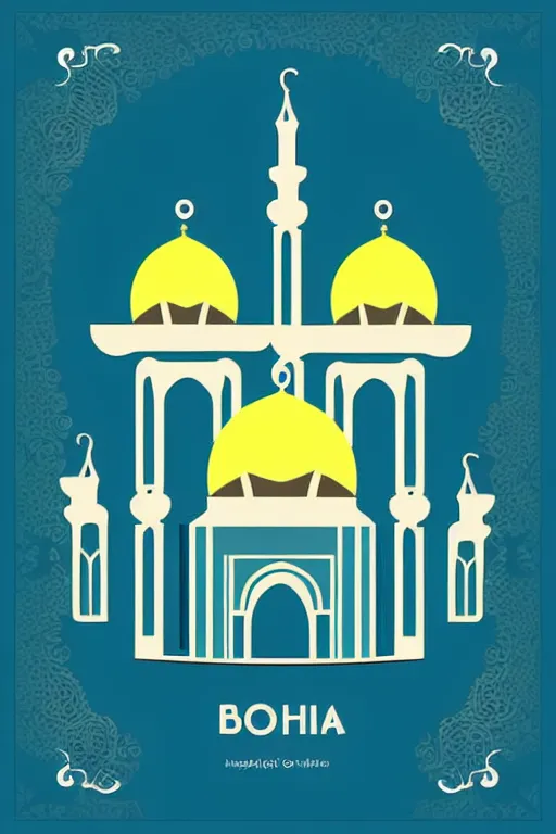 Image similar to minimalist boho style art of a mosque, illustration, vector art