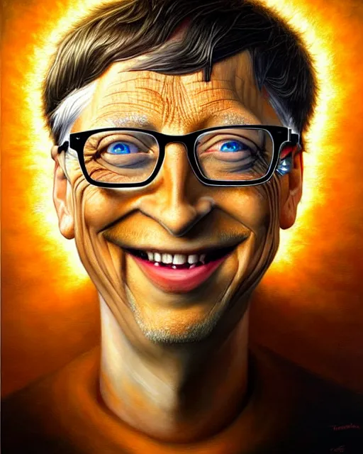 Image similar to detailed portrait of bill gates cheese!! grater!!! shredded by tomasz alen kopera and peter mohrbacher and johanna martine! and margaret keane! coherent luminescent