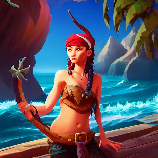 Image similar to jack the pirate mermaid on sea of thieves game avatar hero, behance hd by jesper ejsing, by rhads, makoto shinkai and lois van baarle, ilya kuvshinov, rossdraws global illumination