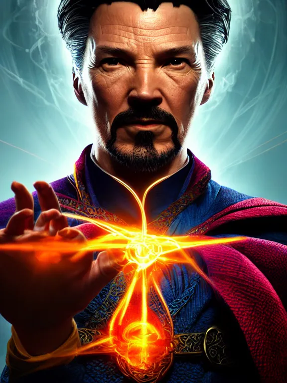 Prompt: portrait art of dr strange 8k ultra realistic , lens flare, atmosphere, glow, detailed,intricate, full of colour, cinematic lighting, trending on artstation, 4k, hyperrealistic, focused, extreme details,unreal engine 5, cinematic, masterpiece