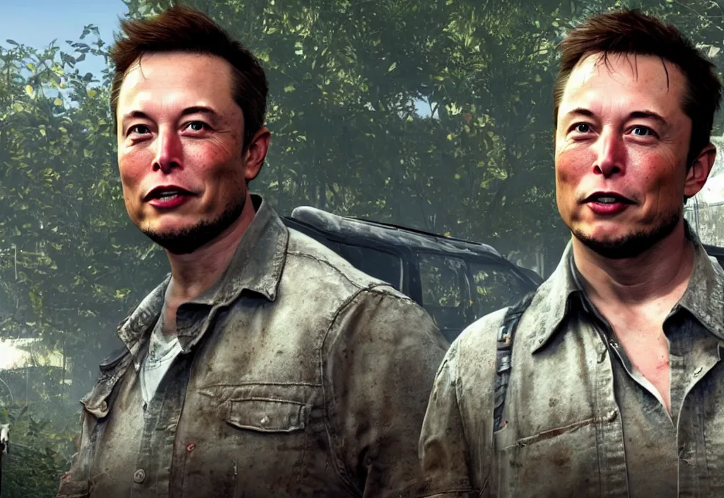 Image similar to a screenshot of elon musk in the video game in the last of us. close up, 3 d rendering. unreal engine. amazing likeness. very detailed.