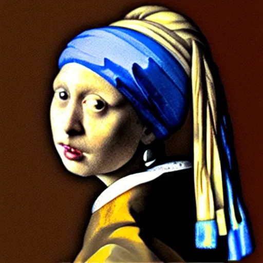 Image similar to donald trump with a pearl earring, drawn by johannes vermeer