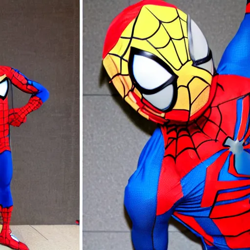 Prompt: jerma 9 8 5 wearing spiderman's costume