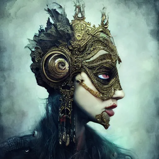 Prompt: Very very very very highly detailed epic photo of face with venetian mask, intricate, dystopian, sci-fi, extremely detailed, digital painting, artstation, concept art, smooth, sharp focus, illustration, intimidating lighting, incredible art by Brooke Shaden and Anton Pieck