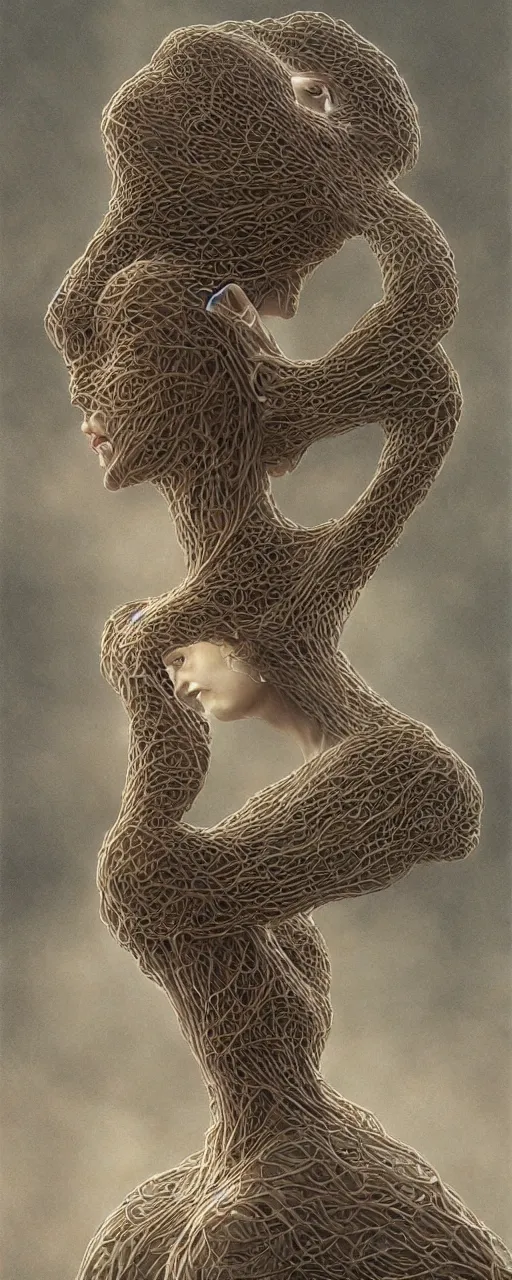 Image similar to conjuring an image from noise, by michael parkes, peter gric, and greg rutkowski, intricate, artgerm