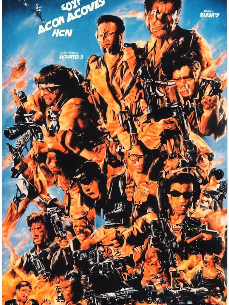 Image similar to 80s action movie poster