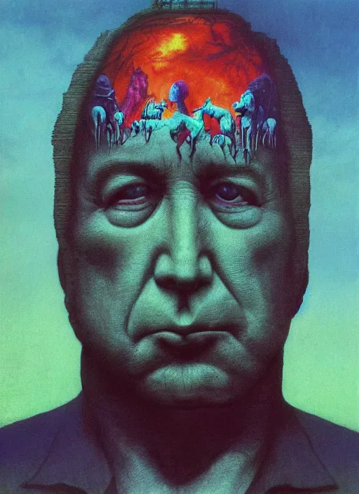 Image similar to alex jones by zdzislaw beksinski and lisa frank