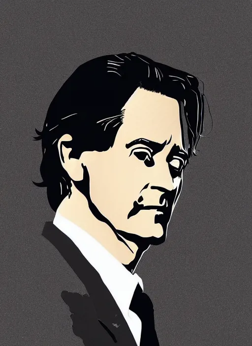 Prompt: portrait of kyle maclachlan as dale cooper by tatsuro kiuchi