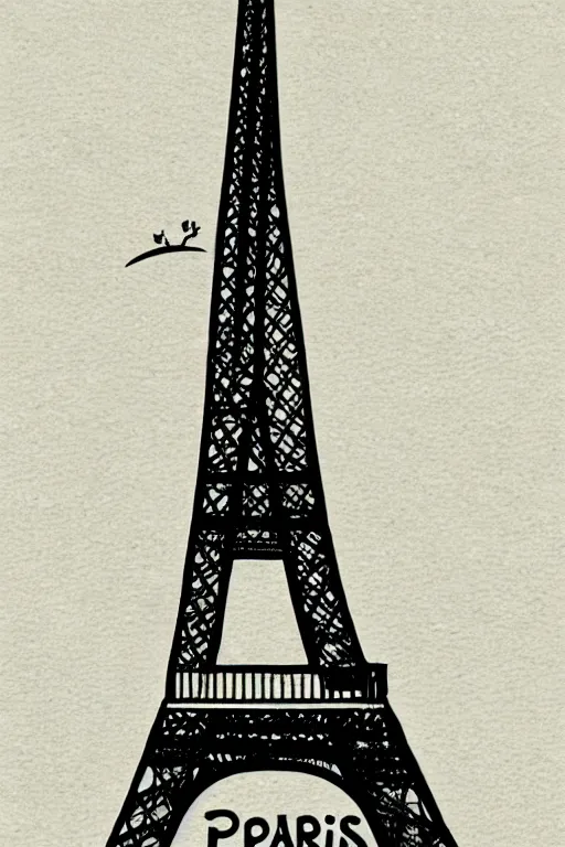 Image similar to paris eiffel tower, illustration, in the style of katinka reinke