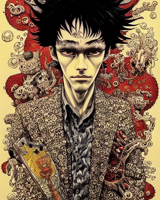 Prompt: portrait painted in jacek yerka style drawn by vania zouravliov and takato yamamoto, inspired by cowboy bebop, intricate acrylic gouache painting, high detail, sharp high detail, artstation