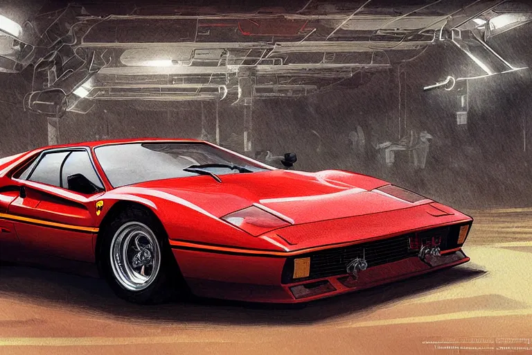 Image similar to Ferrari 288 GTO, highly detailed, digital painting, artstation, concept art, sharp focus, illustration, art by artgerm and greg rutkowski and alphonse mucha