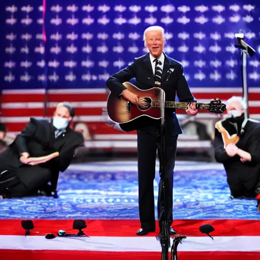 Image similar to joe biden playing guitar on stage