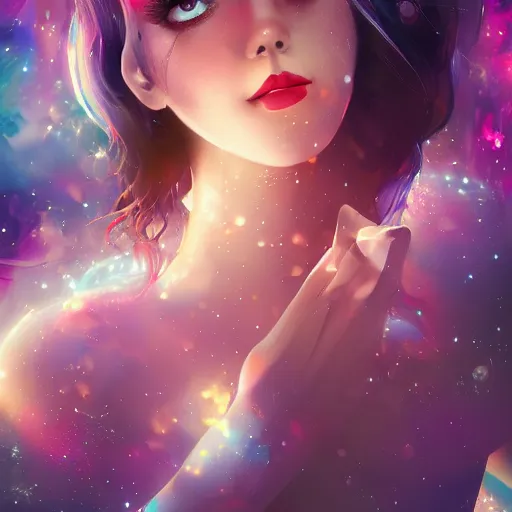 Prompt: i woke up in a world that had fragments of you. imagination cosmic dream, dreamy, 8k artgerm bokeh, award winning photography, trending on artstation