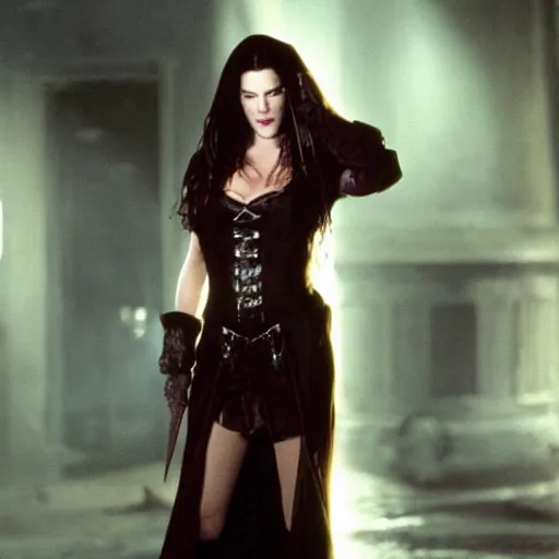 Image similar to full body photo of liv tyler as a vampire warrior