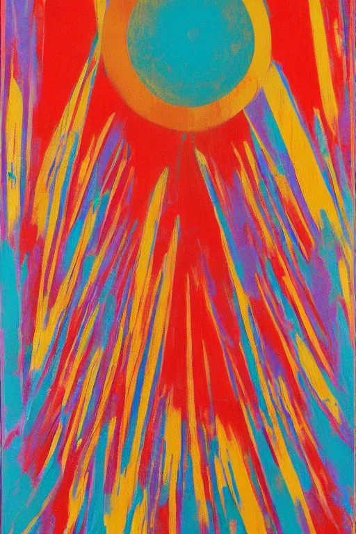 Prompt: mid century modern art sunburst retro on canvas by bernard simunovic