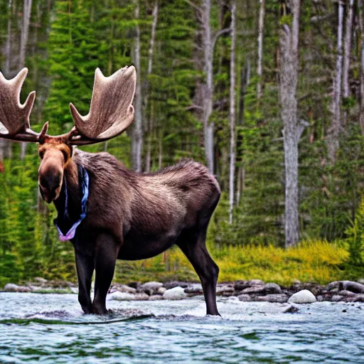 Prompt: moose riding a roller coaster,