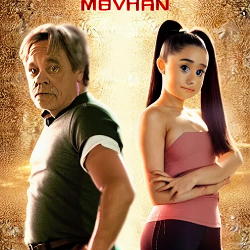 Prompt: a live action Pokemon movie poster featuring Ariana Grande and Mark Hamill