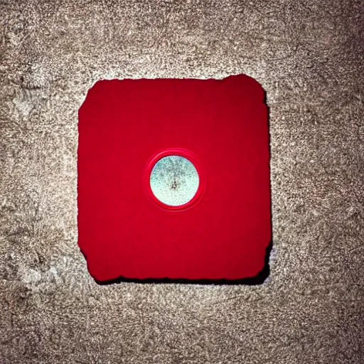 Image similar to close photograph of a cd cover with a red rectangle on it