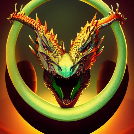 Image similar to Portrait of the Dragon Ouroboros in the style of Dreamworks, toon aesthetic, stylized character, 3d render, Trending on artstation , HD quality, dramatic light, octane