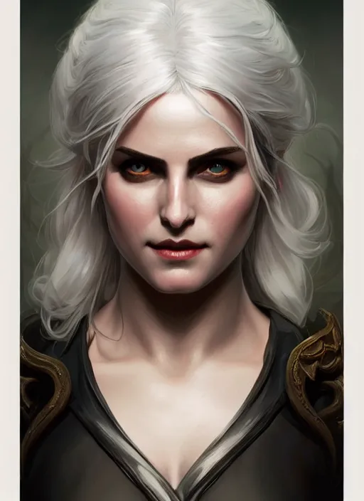 Image similar to symmetry!! portrait of ciri from the witcher, gothic, dark, intricate, elegant, highly detailed, digital painting, artstation, concept art, smooth, sharp focus, illustration, art by artgerm and greg rutkowski and alphonse mucha