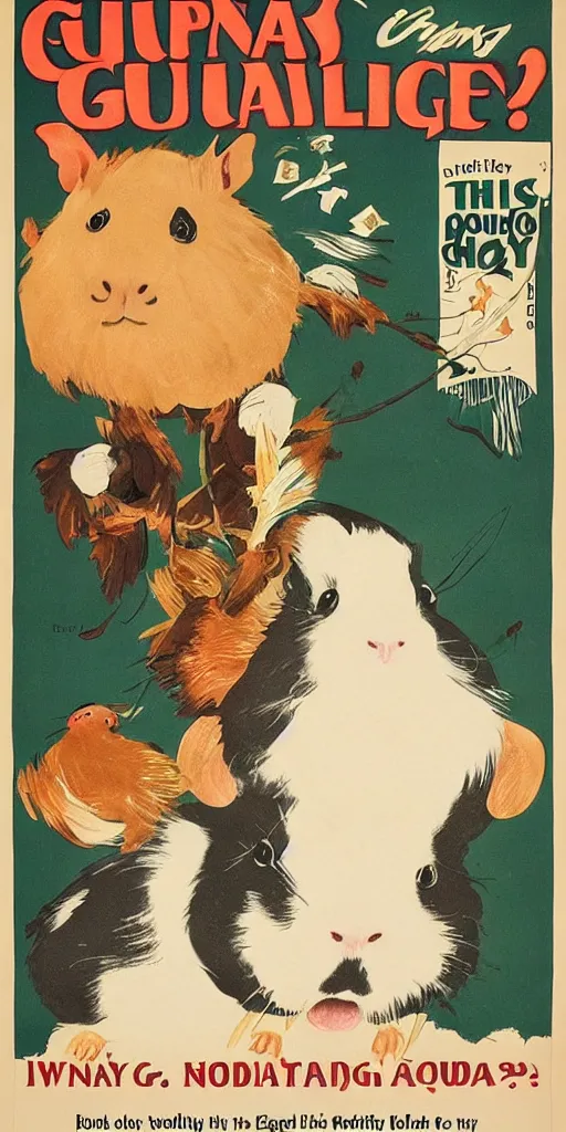 Image similar to a 1 9 1 0 s poster advertising a guinea pig show