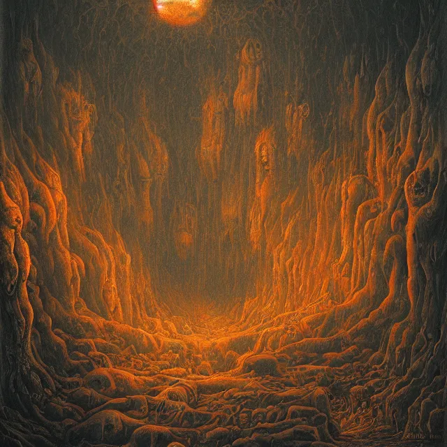 Image similar to a painting of the deepest part of hell by johfra bosschart, dark fantasy art, high detail, trending on artstation