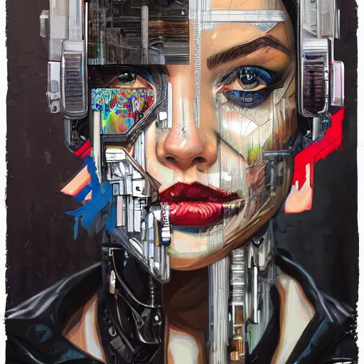 Prompt: a portrait of a character in a scenic environment by sandra chevrier, hyperdetailed, cyberpunk, cybernetically augmented, cool, trending on artstation