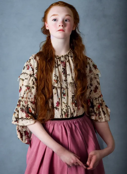 Image similar to Sadie Elizabeth Sink In the style of Caravaggio