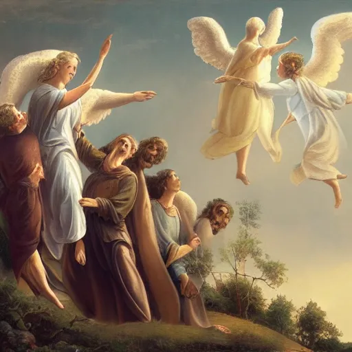 Image similar to angels ascending to heaven carrying an old man, photorealistic, 8 k