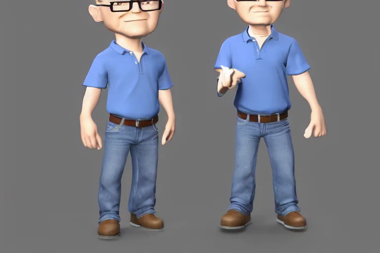 Image similar to hank hill chibi, photorealistic 3 d render